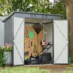Compact 6×4 Metal Outdoor Storage Shed with Double Hinged Doors, Galvanized Steel Panels & Lockable Design - Image 9