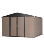 10 x 10 Metal Outdoor Storage Shed Lockable Steel Garden Shed with Ventilation