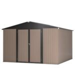 10 x 10 Metal Outdoor Storage Shed Lockable Steel Garden Shed with Ventilation - Image 2