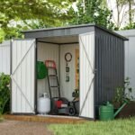 Compact 6×4 Metal Outdoor Storage Shed with Double Hinged Doors, Galvanized Steel Panels & Lockable Design - Image 3