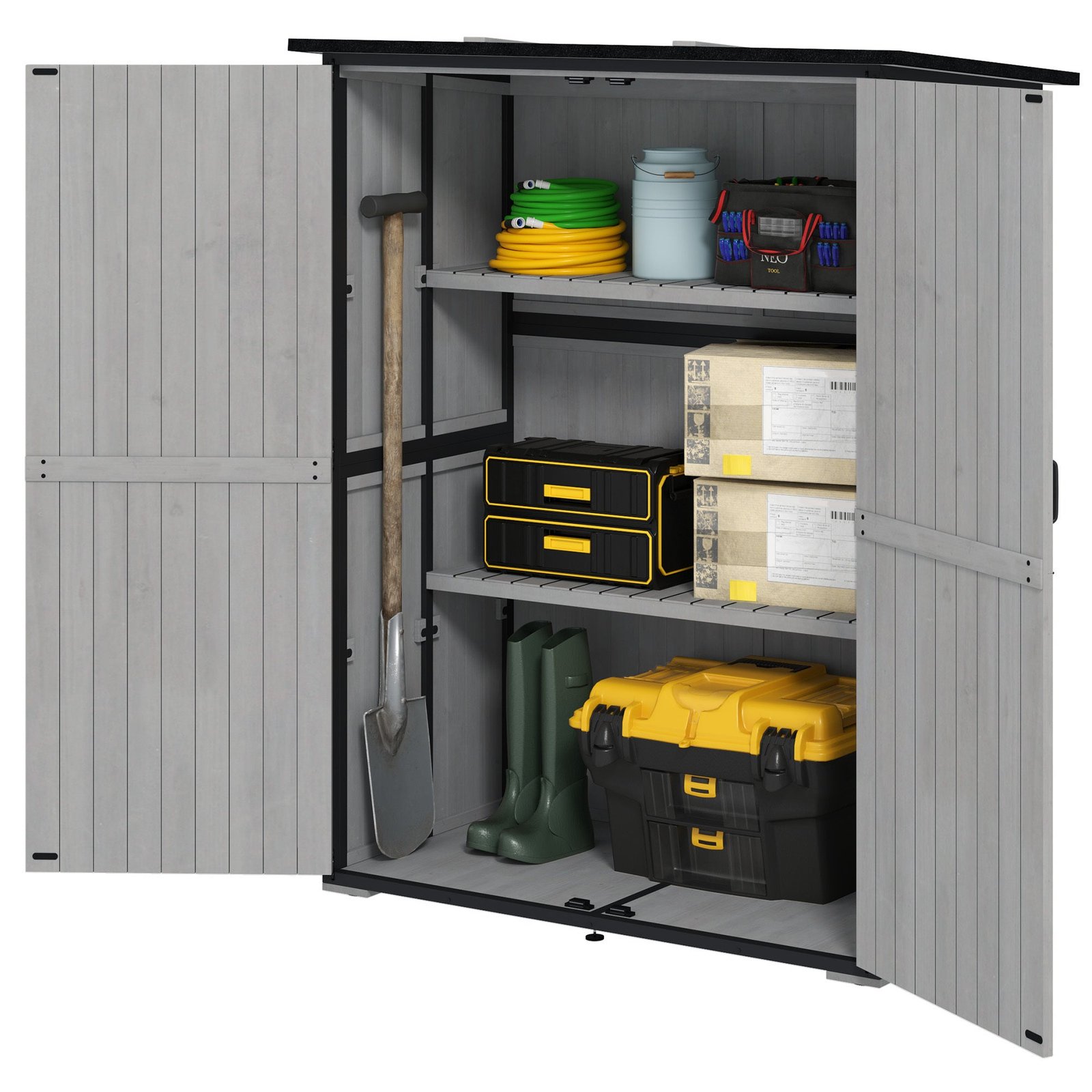 48c550d5-cffd-4fd1-b813-648c1cf81f27-1.jpg Outdoor Wooden Garden Storage Shed with Lockable Doors & Shelves - Image 1