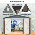 10 x 10 Metal Outdoor Storage Shed Lockable Steel Garden Shed with Ventilation - Image 7