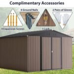 10 x 10 Metal Outdoor Storage Shed Lockable Steel Garden Shed with Ventilation - Image 4