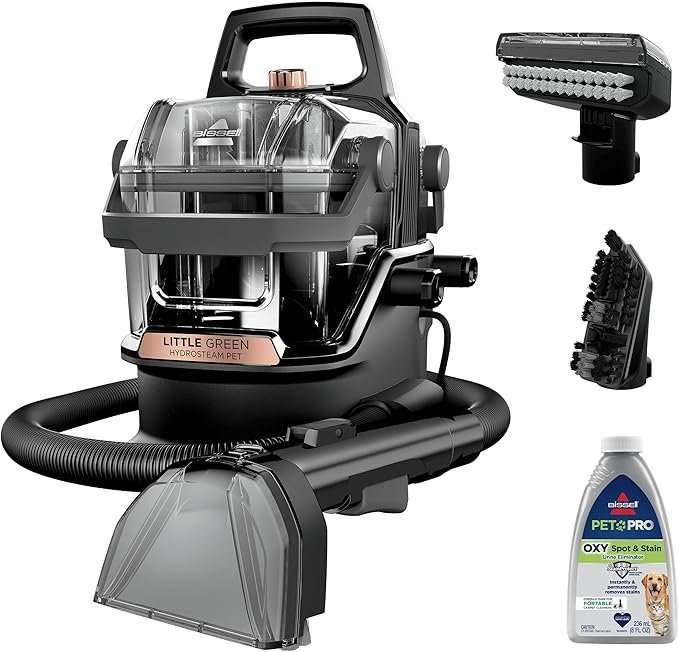 BISSELL Little Green HydroSteam Multi-Purpose Portable Carpet and Upholstery Cleaner, Car and Auto Detailer, 3618