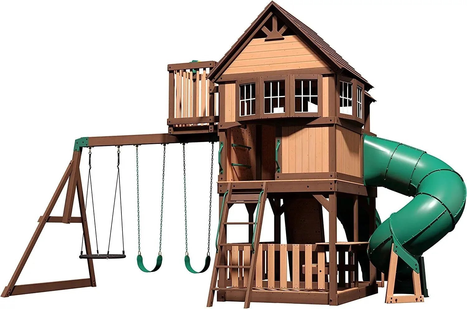 Backyard Discovery Skyfort III Cedar Swing Set w Tube Slide