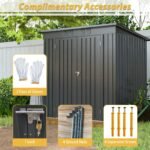 Compact 6×4 Metal Outdoor Storage Shed with Double Hinged Doors, Galvanized Steel Panels & Lockable Design - Image 7