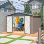 10 x 10 Metal Outdoor Storage Shed Lockable Steel Garden Shed with Ventilation - Image 6