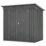 Compact 6×4 Metal Outdoor Storage Shed with Double Hinged Doors, Galvanized Steel Panels & Lockable Design
