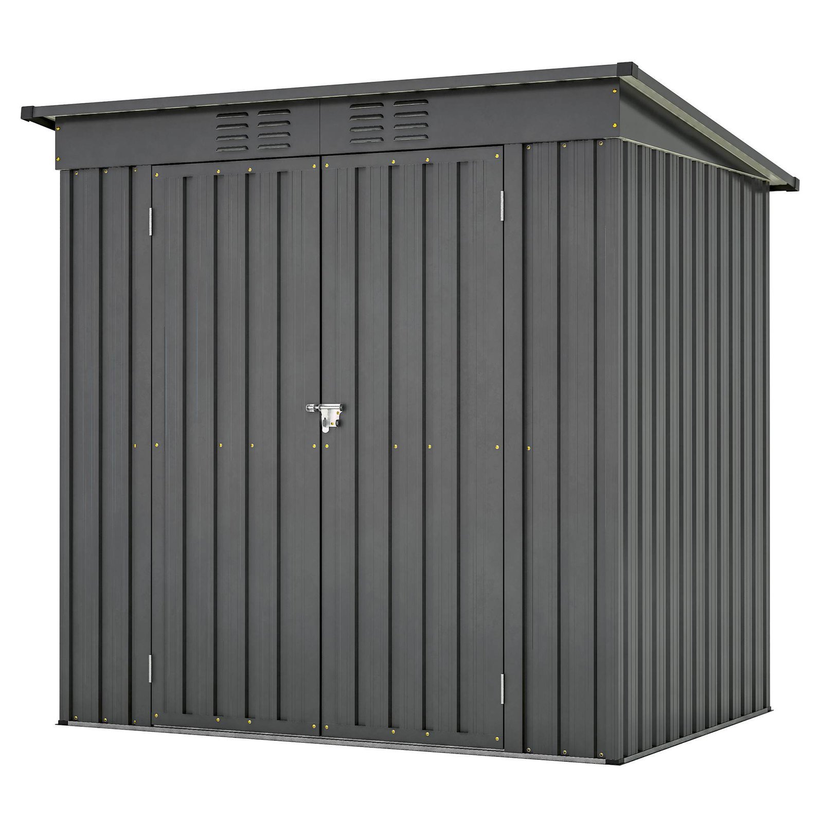 Compact 6×4 Metal Outdoor Storage Shed with Double Hinged Doors, Galvanized Steel Panels & Lockable Design