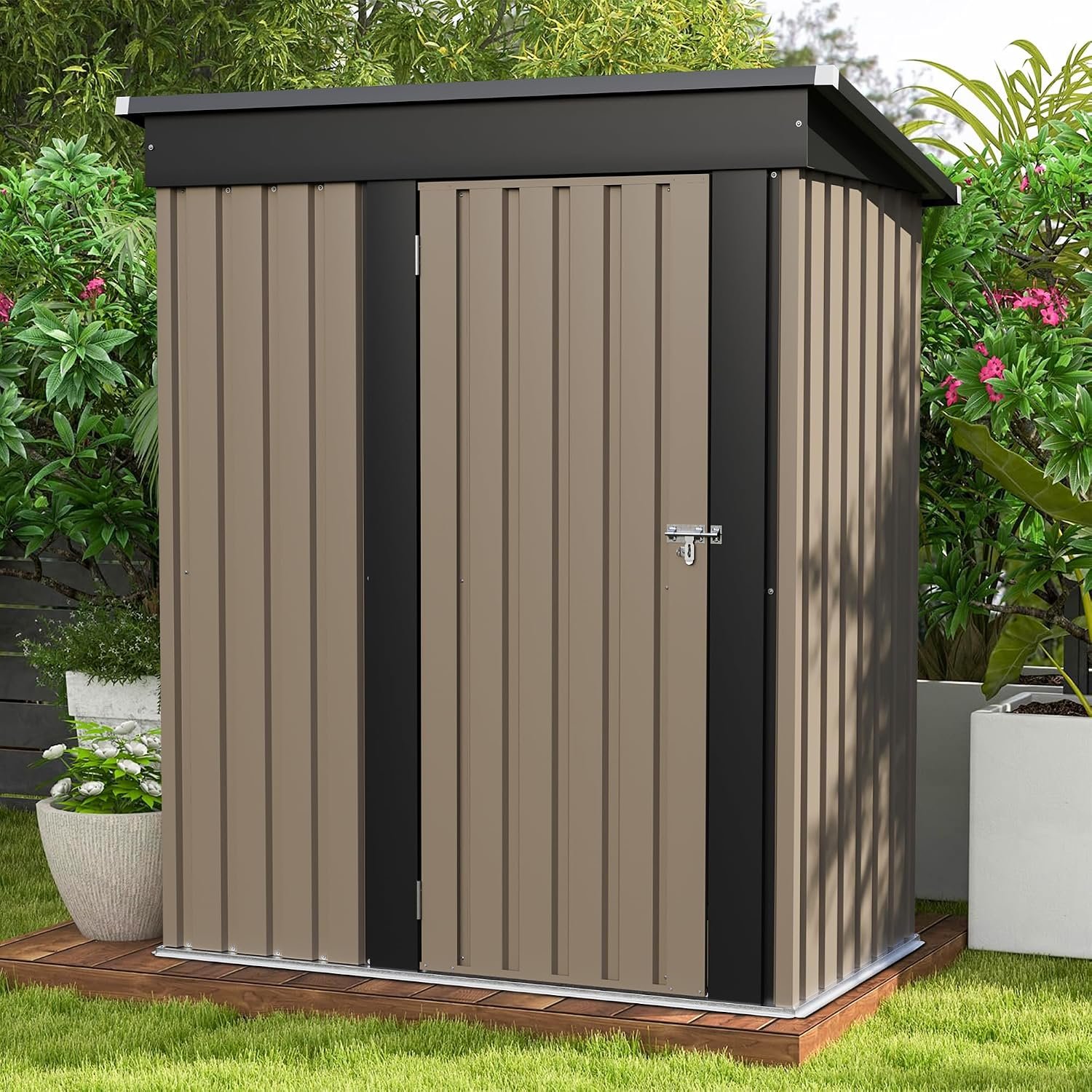 5 x 3 FT Outdoor Metal Storage Shed with Lockable Door 5 x 3 FT Outdoor Metal Storage Shed with Lockable Door - Image 1
