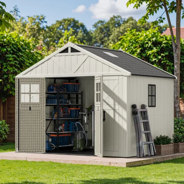 Patiowell_10x8ft_Resin_Storage_Shed-1 Patiowell 10x8 FT Kick-it Plastic Storage Shed with Skylight & Windows