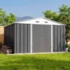 patiowell-10x8-large-storage-metal-shed-cool-gray-scene-2 Patiowell 10x8 Metal Shed with Floor, Gray