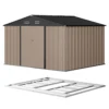 Patiowell 10x8 Metal Shed with Floor, Brown