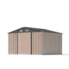 patiowell-10x8-metal-shed-khakiLarge Patiowell 10x8 Metal Shed with Weather Resistance, Brown