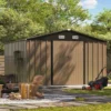 patiowell-10x8-metal-shed-scene-2 Patiowell 10x8 Metal Shed with Weather Resistance, Brown